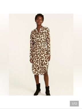 J CREW 100% SILK LEOPARD PRINT DRESS SIZE 16 XL EXCELLENT CONDITION